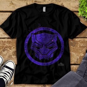 Marvel Black Panther Movie Purple Splatter Icon T-Shirt Unisex Adult T-shirt